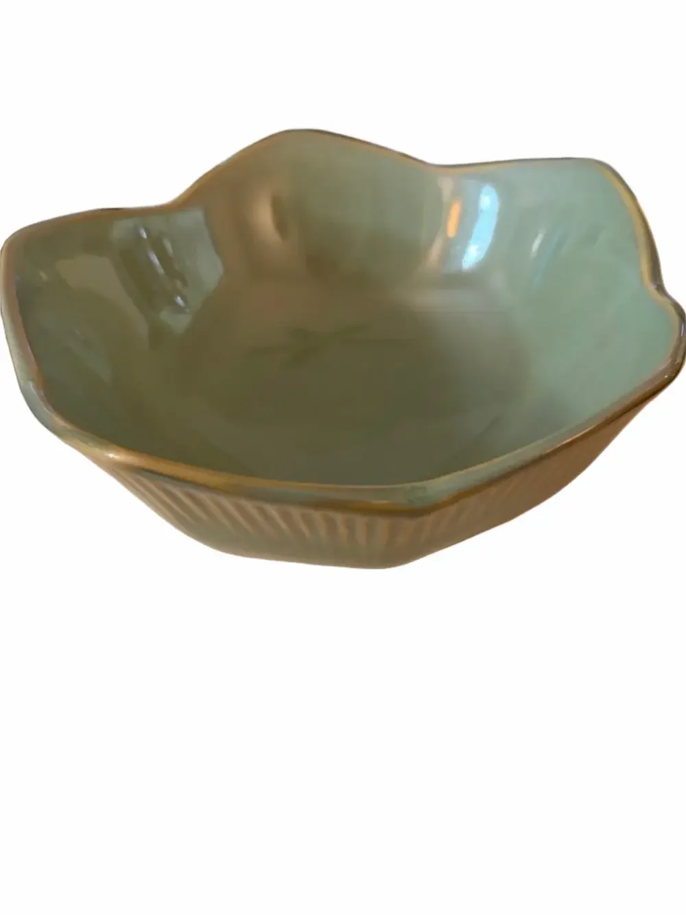 VINT 1970’s porcelain lotus bowls trio in green  Rare find. Manufactured BIA.